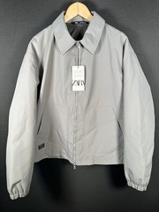 Zara Men’s Bomber Jacket Water/Wind Resistant Full Zip Gray Size XL Brand New