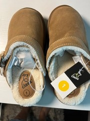 Art Class Faux Fur Lined Buckle Clogs Size 1 Tan