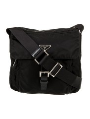 PRADA Tessuto Black Nylon Crossbody Messenger Bag Triangle Logo