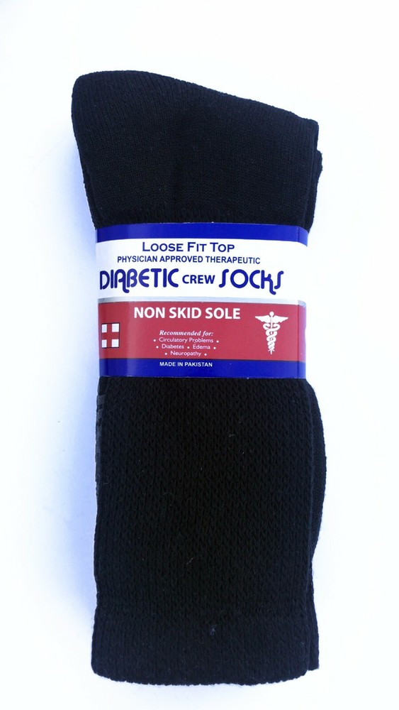 Men’s NON SKID SOLE Diabetic circulatory Crew Socks “Slipper & GRIPPER” NEW