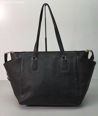 Authentic Coach Black Leather Diaper Bag /Multi Purpose Tote #F57786 w/ COA