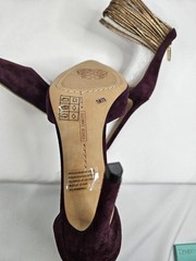 Vince Camuto Purple Suede Pointed Toe Heels with Gold Ankle Straps Size 7.5M