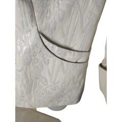 Cole Haan Ivory Silver Print Jacket Sz8 Silver Threaded Floral single button