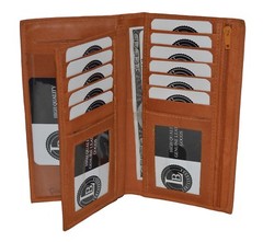 Leatherboss Genuine Leather Checkbook Credit Card Holder Money ID Holder, Tan