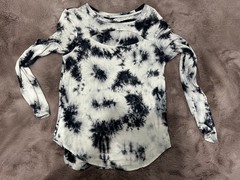 Grayson/Threads Long Sleeved Tie Due Black And White Key Hole Top Small