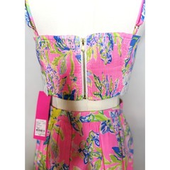 Lilly Pulitzer Pink Tropical Print Two-Piece Crop Top & Midi Skirt Set NWT