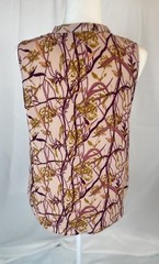 REWIND Floral Leaf Pink Mauve Tank Top Blouse Woman’s L V Neck Business Casual