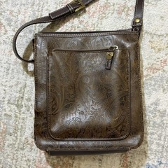 Relic Brown Embossed Paisley Crossbody Purse, Zip Closure, Adjustable Strap