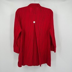 Ali Miles Womens Art To Wear Lagenlook Top Size L Mod Geometric Statement Red