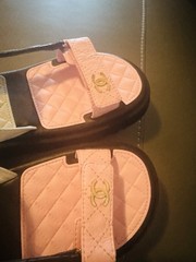 Authentic Chanel CC Sandals White Quilted Leather Hook & Loop Size 39
