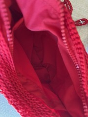 Red Crochet Recycled Soda Pop Can Knitted Shoulder Bag Zipper Closure B1