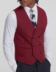 TAYION Mens Classic fit Double Breasted Suit Vest Size Large Red E091448