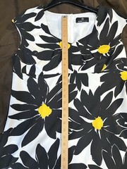 Women’s Size 12 White W/Black Yellow Floral Sheath Dress Sleeveless Ronni Nicole