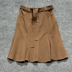 Lena Gabrielle Skirt Womens 14 Brown A Line Belted Knee Length Twill Pockets
