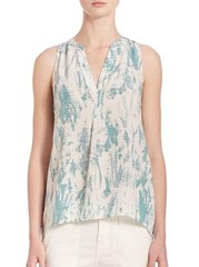 JOIE Aruna Tie-Dye 100% Silk Top Blouse NWT Blue Haze/ White Moss Teal Sz S $188