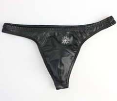 BRAVE PERSON Men Thongs Briefs Underwear Low Waist Imitation Leather Underpants