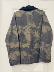 RVCA Men’s Camo Button Front Military Jacket Point Collar Logo Green Black L