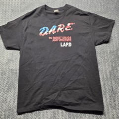 Vintage D.A.R.E. LAPD T-Shirt Men’s Large Black USA Flag Logo