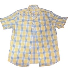 L.L.Bean Mens Wrinkle Resistant Slightly Fitted Plaid Shirt Yellow/Blue L