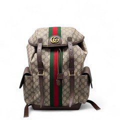 Gucci Web Flap Backpack Beige Brown Green Red Gg Supreme Monogram (ws060326c7r)