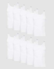 Hanes Tank Undershirt 10-Pack ComfortSoft Value Tag Itch Free Ribbed White S-3XL