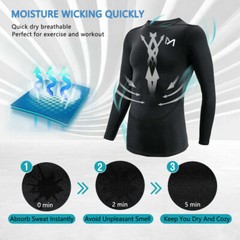 Mens Compression Shirt Thermal Base-Layer Sports Top Long-Sleeve Gym Cool Dry