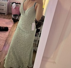 Azazie Maldives Green Lace Mermaid Floor-Length Sleeveless Bridesmaid Dress