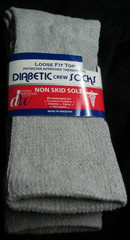 2 Pairs New In Package Diabetic Non Slip Souls 90% Cotton Crew Socks