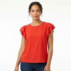 CeCe Red Ruffle Sleeve Blouse Women’s Medium