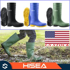 HISEA Men’s Boots Steel Toe Safety Work Boots Muck Mud Farm Gardening Rain Boots