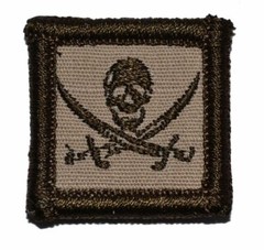 Pirate Jolly Roger Skull Cross Bones – 1×1 Military/ Patch Hook Backing