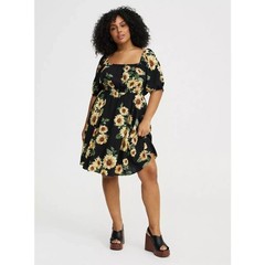 Torrid Sunflower Puff Sleeve Mini Dress