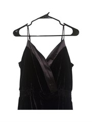 Sugarlips Black Velvet Satin-Trim Jumpsuit