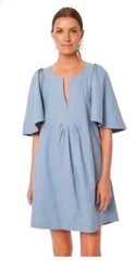 Pomander Place Tuckernuck Finley Mini Dress Large Blue Flutter Sleeves Oversized