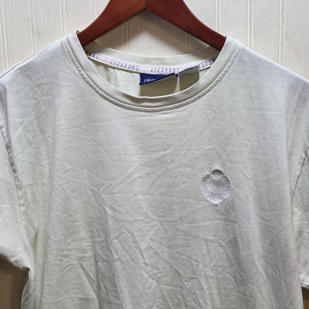 Vintage Liz Claiborne Shirt Womens Large White Short Sleeve Embroidered Top
