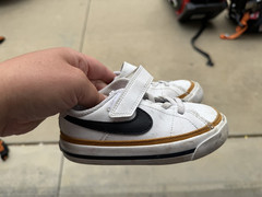 Nike Unisex Kids US 8 White Black Brown Low Top Hook & Loop Sneakers