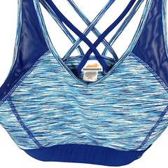 Avia Sports Bra Women’s L Navy Blue Stretch Crossover Racerback Cup Pads Nice