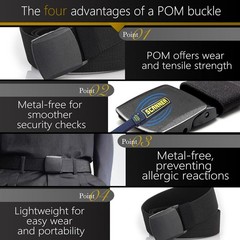 Men’s Adjustable Tactical Belt, TSA Approved Metal-Free Elastic Stretch Belt