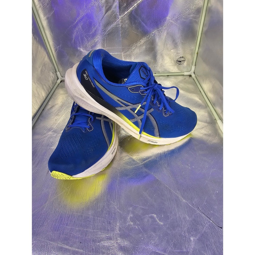 ASICS Gel-Kayano 30 Blue Lime Green Running Shoes Mens 13 Wide 1011B685