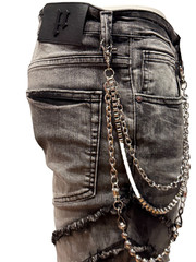New! Bleeker Bleeker Distressed Pocketed Jeans w edge Blk Wash Stacked Denim