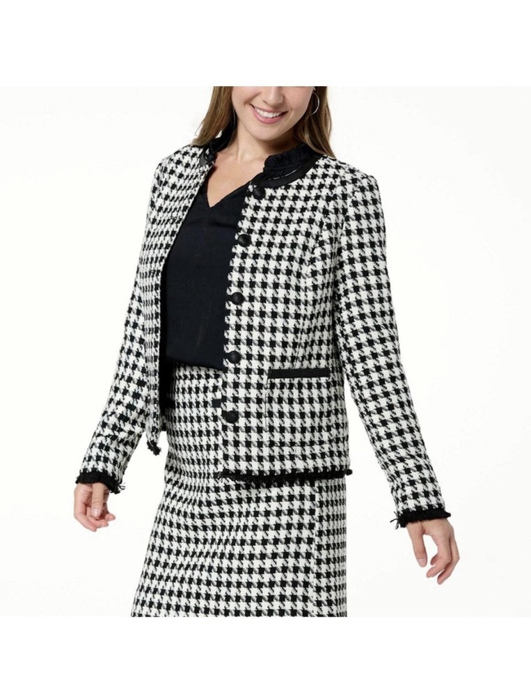 G by Giuliana Black Label Timeless Tweed Jacket Houndstooth Size Small NWT