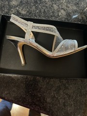 Nina Valeda YM Silver Iridescent Sparkle Slingback Open Toe Women’s 8M