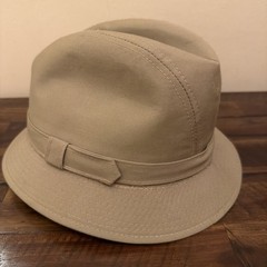 SI Men’s Fedora Trilby Hat Beige Tan Satin Lined Size Large Made in Sri Lanka