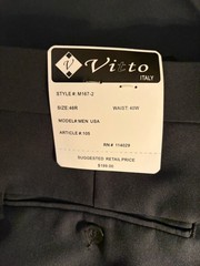 Vitto Italy Super 150s Black 2-Piece Wool Suit 46R 40W Flat Front Single Vent