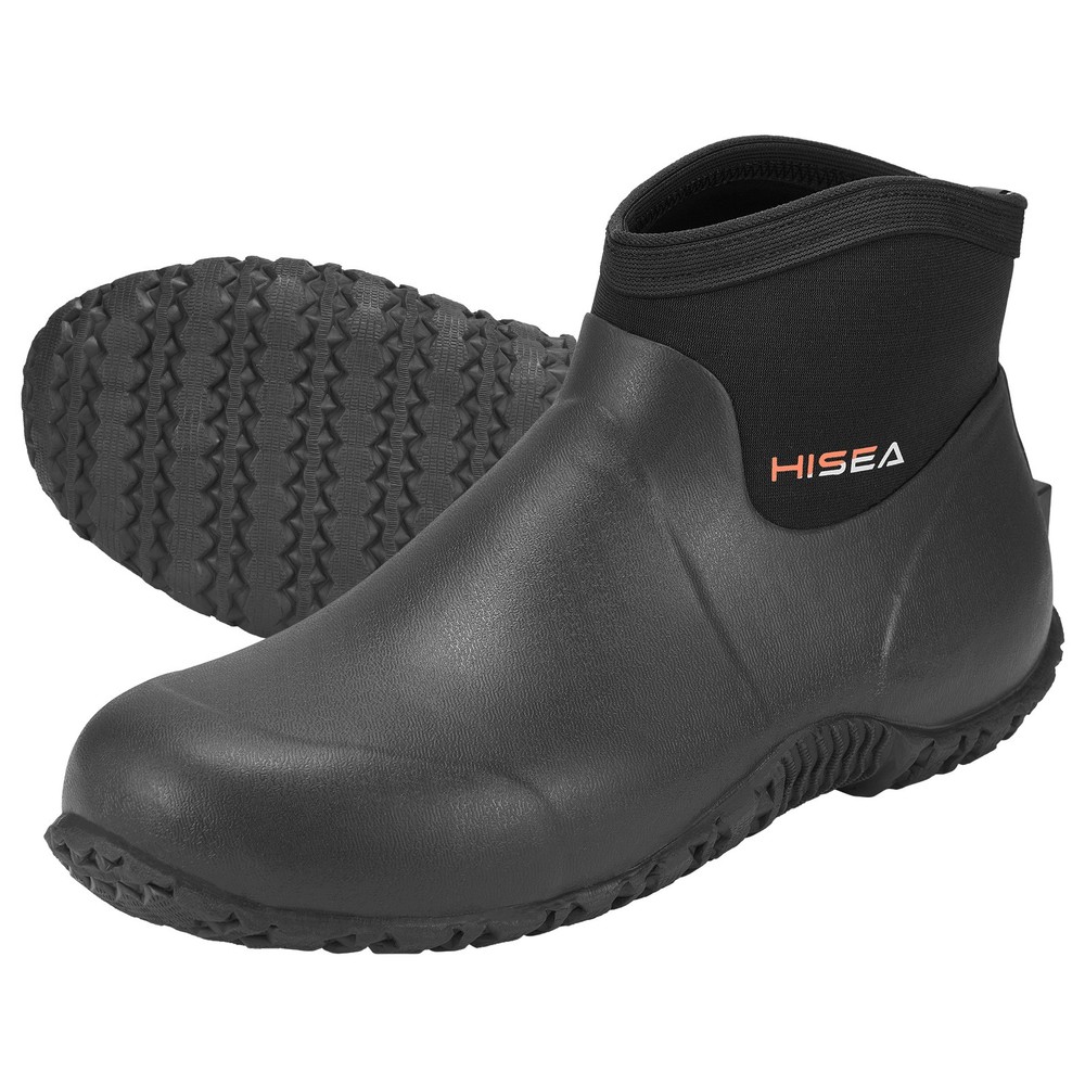 HISEA Men Ankle Rain Boots Waterproof Garden Shoes Anti-Slip Yard Mud Work Boots