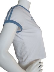 Rue21 White Texas Graphic Cropped Baby Tee Blue Trim Ringer Top