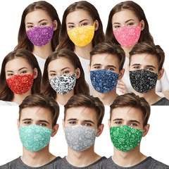 Unisex Reusable Washable Breathable Fashion Paisley 10 PACK Face Masks 10 Colors