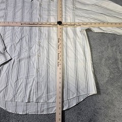 Andrew Marc Mens Large Button Up Shirt White Black Striped Egyptian Cotton LS