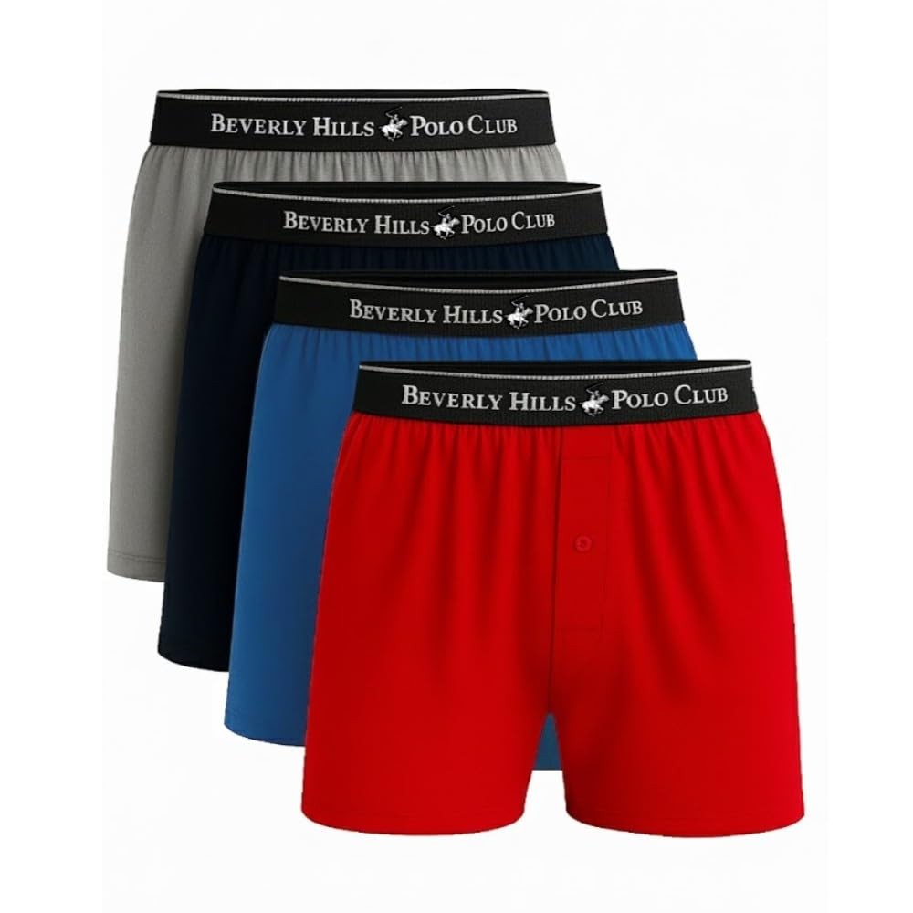 Beverly Hills Polo Club Men’s 4 Pack Knit Boxer Shorts