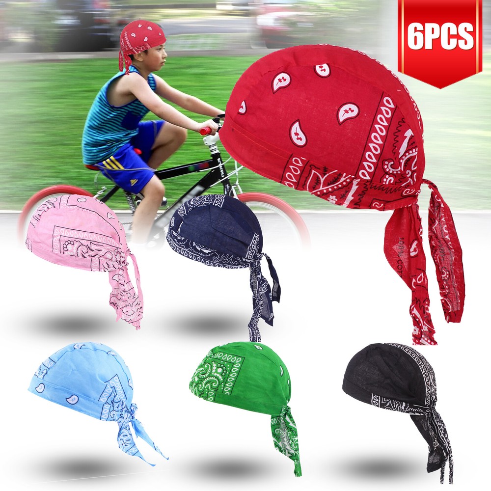 6pcs Men’s Biker Head Wrap Doo Rag Skull Cotton Caps Motorcycle Cycling Bandana